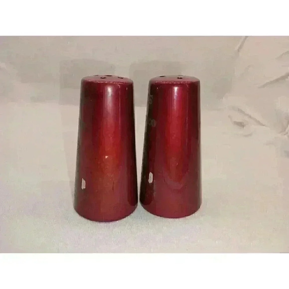 VINTAGE SALT & PEPPER SHAKER SET CHICAGO JOHN HANCOCK CENTER JAPAN BURGUNDY GOLD - Picture 5 of 9